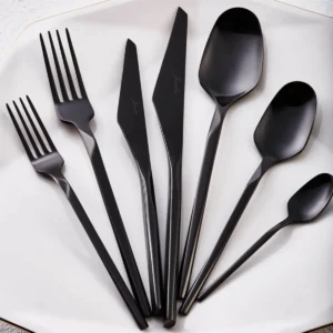 Jumbo 5100 Quartz Titanyum Siyah 12 Kişilik 84 Parça Çatal Kaşık Bıçak Takımı - Görsel 2