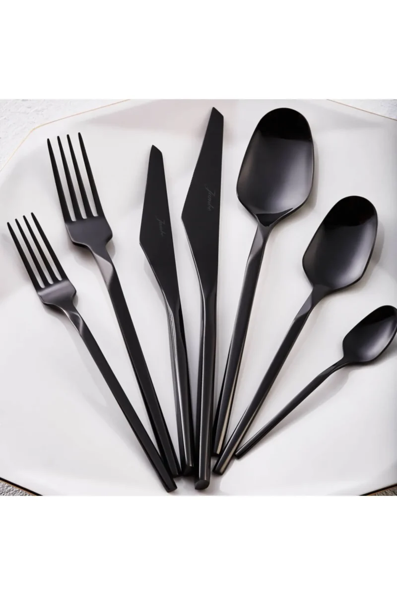 Jumbo 5100 Quartz Titanyum Siyah 12 Kişilik 84 Parça Çatal Kaşık Bıçak Takımı - Görsel 2