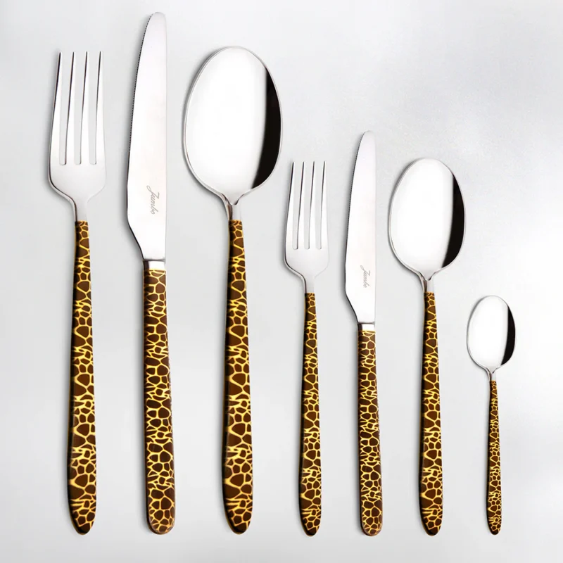 Jumbo 9400 Safari Black Gold 12 Kişilik 84 Parça Çatal Kaşık Bıçak Takımı - Görsel 2