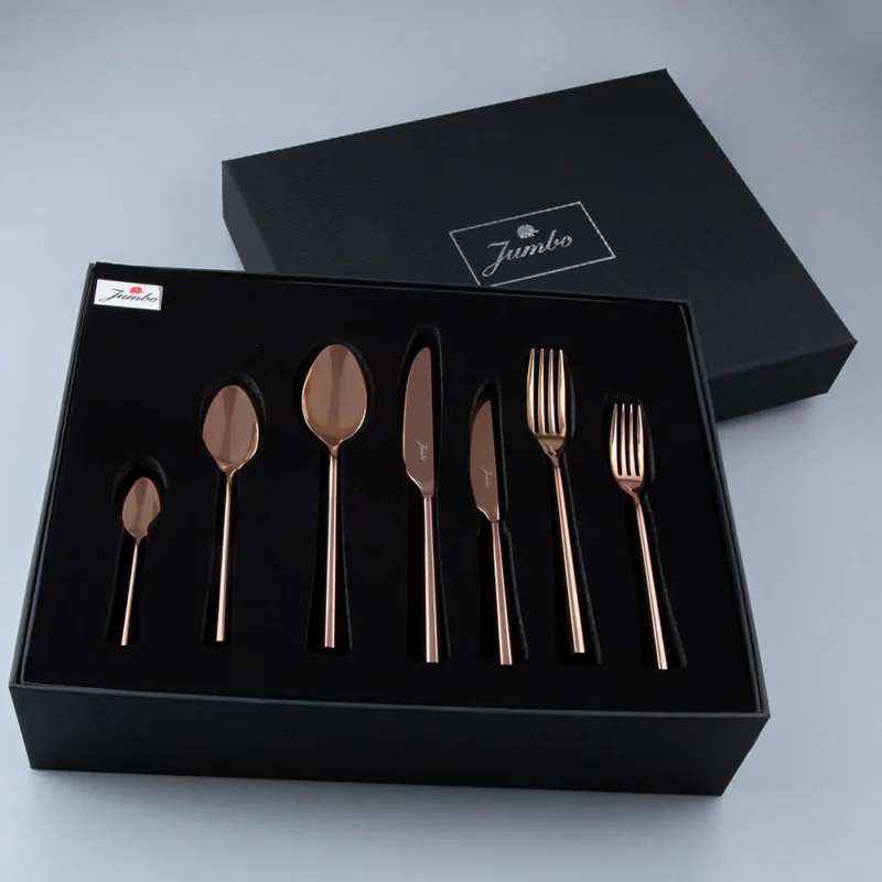 Jumbo 1001 Titanyum Bronz 12 Kişilik 84 Parça Çatal Kaşık Bıçak Takımı - Görsel 4