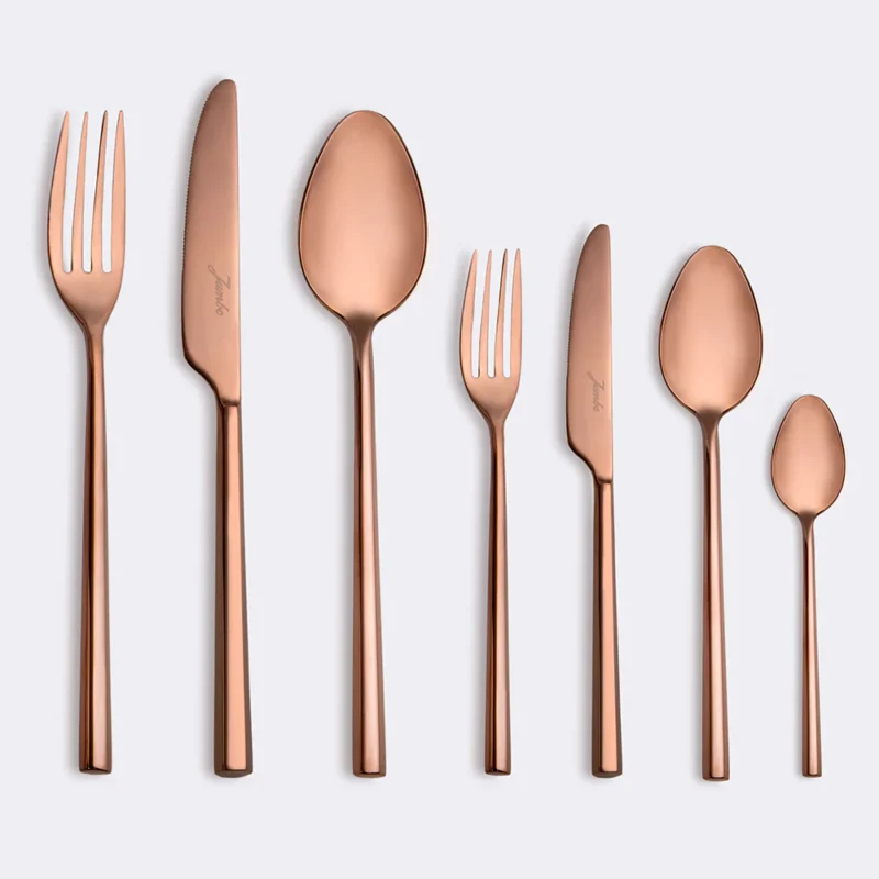 Jumbo 1001 Titanyum Bronz 12 Kişilik 84 Parça Çatal Kaşık Bıçak Takımı - Görsel 3