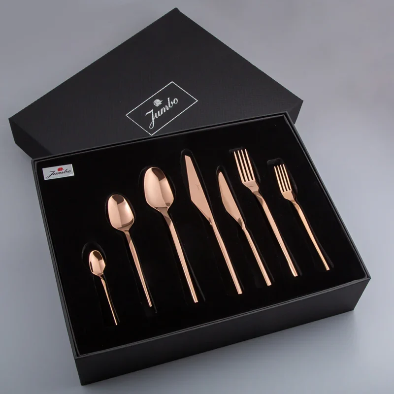 Jumbo 5100 Quartz Titanyum Bronz 12 Kişilik 84 Parça Çatal Kaşık Bıçak Seti - Görsel 4