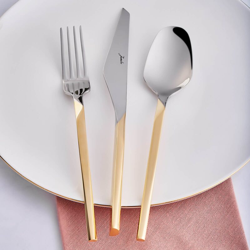 Jumbo 5100 Quartz Altın 12 Kişilik 84 Parça Çatal Kaşık Bıçak Takımı - Görsel 2