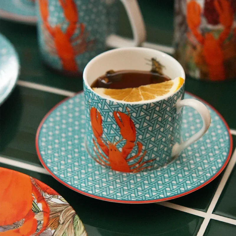 Hazeran Lobster & Crab Porselen Çay Fincanı - Görsel 2